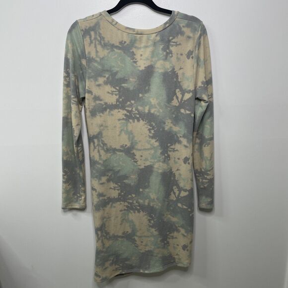 FANTASTIC FAWN V Neck Camo Tie Dye Sweatshirt Dress Tunic Pastel Boho Women M - Picture 7 of 10
